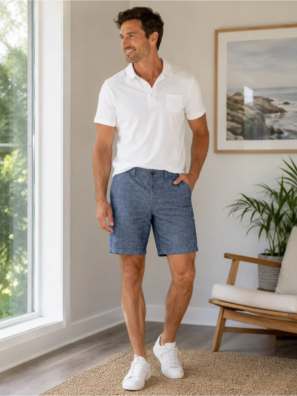 J.Crew Baird McNutt Irish Linen Blend Shorts Men’s 32 Blue 9” Inseam Casual